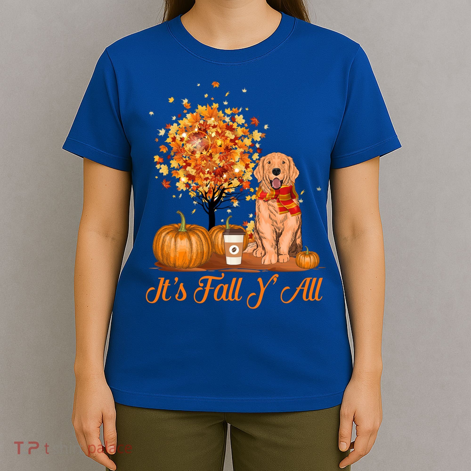 It's Fall Y'all Golden Retriever Dog Halloween Thanksgiving Cool Gift T-Shirt
