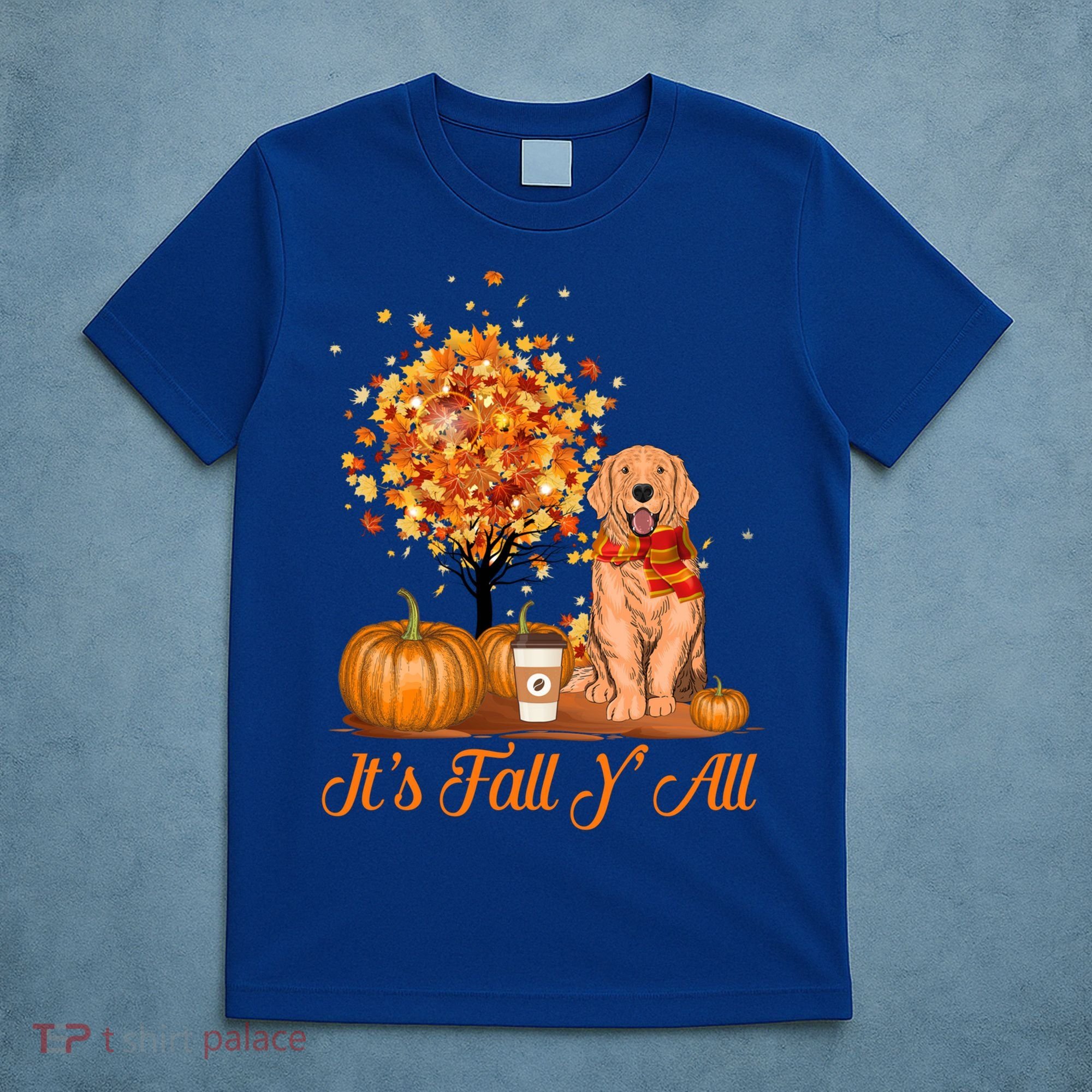 It's Fall Y'all Golden Retriever Dog Halloween Thanksgiving Cool Gift T-Shirt