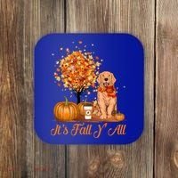 It's Fall Y'all Golden Retriever Dog Halloween Thanksgiving Cool Gift Coaster thumb 0