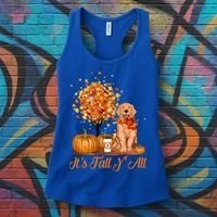 It's Fall Y'all Golden Retriever Dog Halloween Thanksgiving Cool Gift Women's Tank Top thumb 3