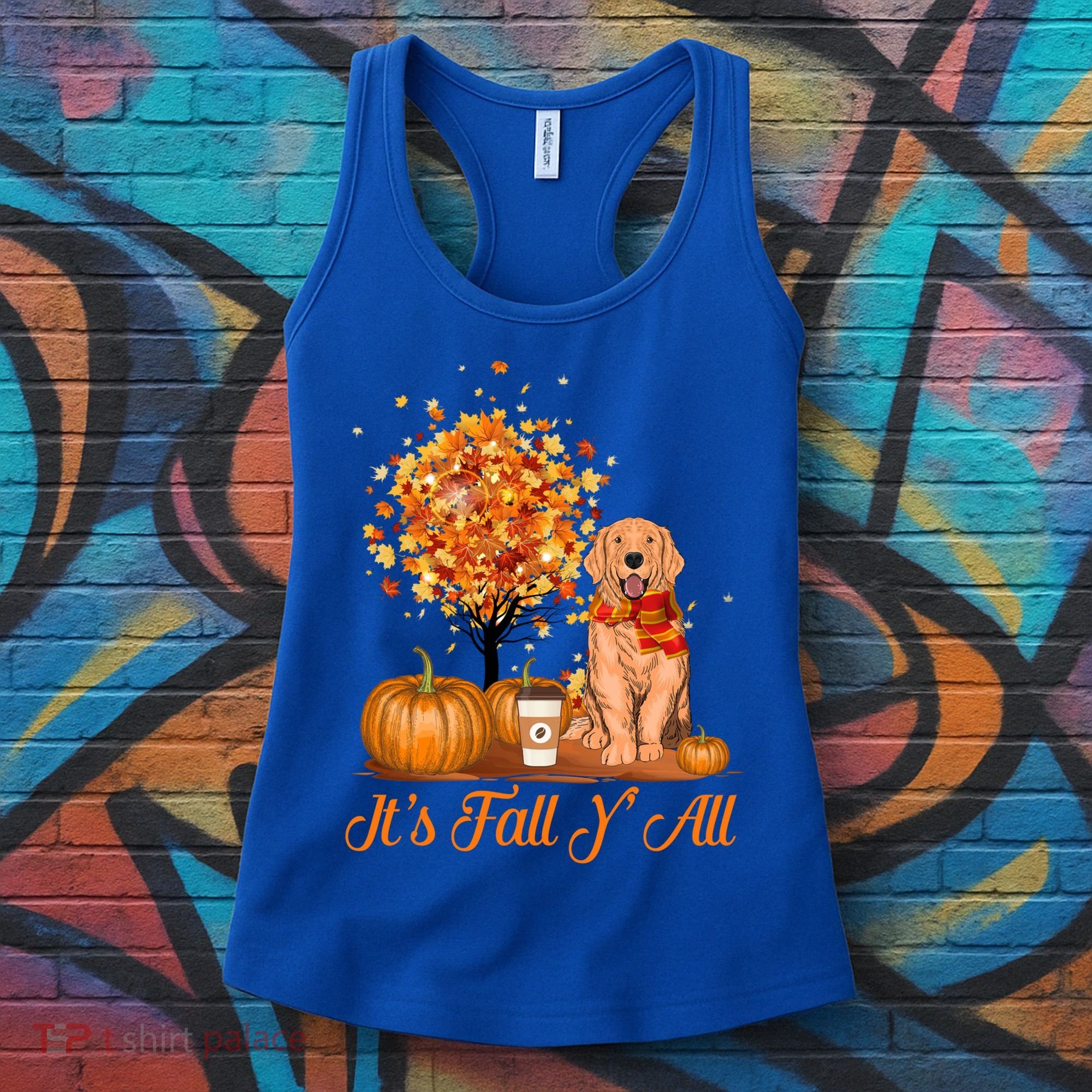 It's Fall Y'all Golden Retriever Dog Halloween Thanksgiving Cool Gift Women's Tank Top