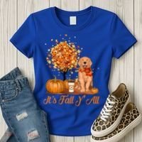 It's Fall Y'all Golden Retriever Dog Halloween Thanksgiving Cool Gift Women's T-Shirt thumb 3