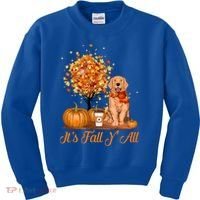 It's Fall Y'all Golden Retriever Dog Halloween Thanksgiving Cool Gift Kids Sweatshirt thumb 0