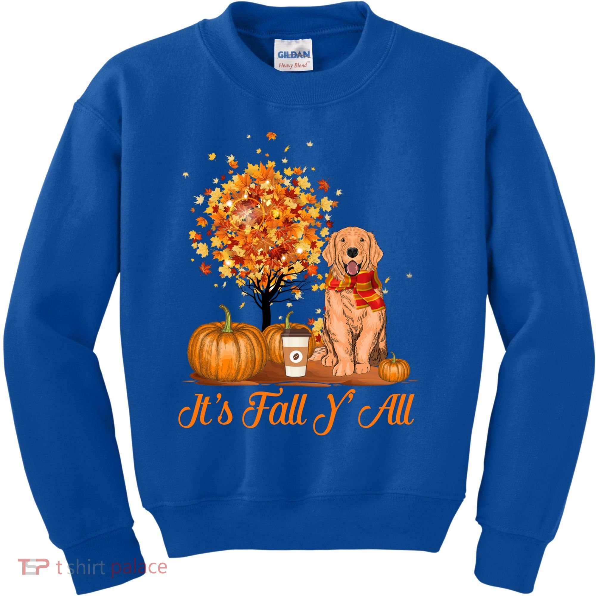 It's Fall Y'all Golden Retriever Dog Halloween Thanksgiving Cool Gift Kids Sweatshirt