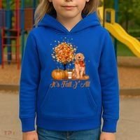 It's Fall Y'all Golden Retriever Dog Halloween Thanksgiving Cool Gift Kids Hoodie thumb 3