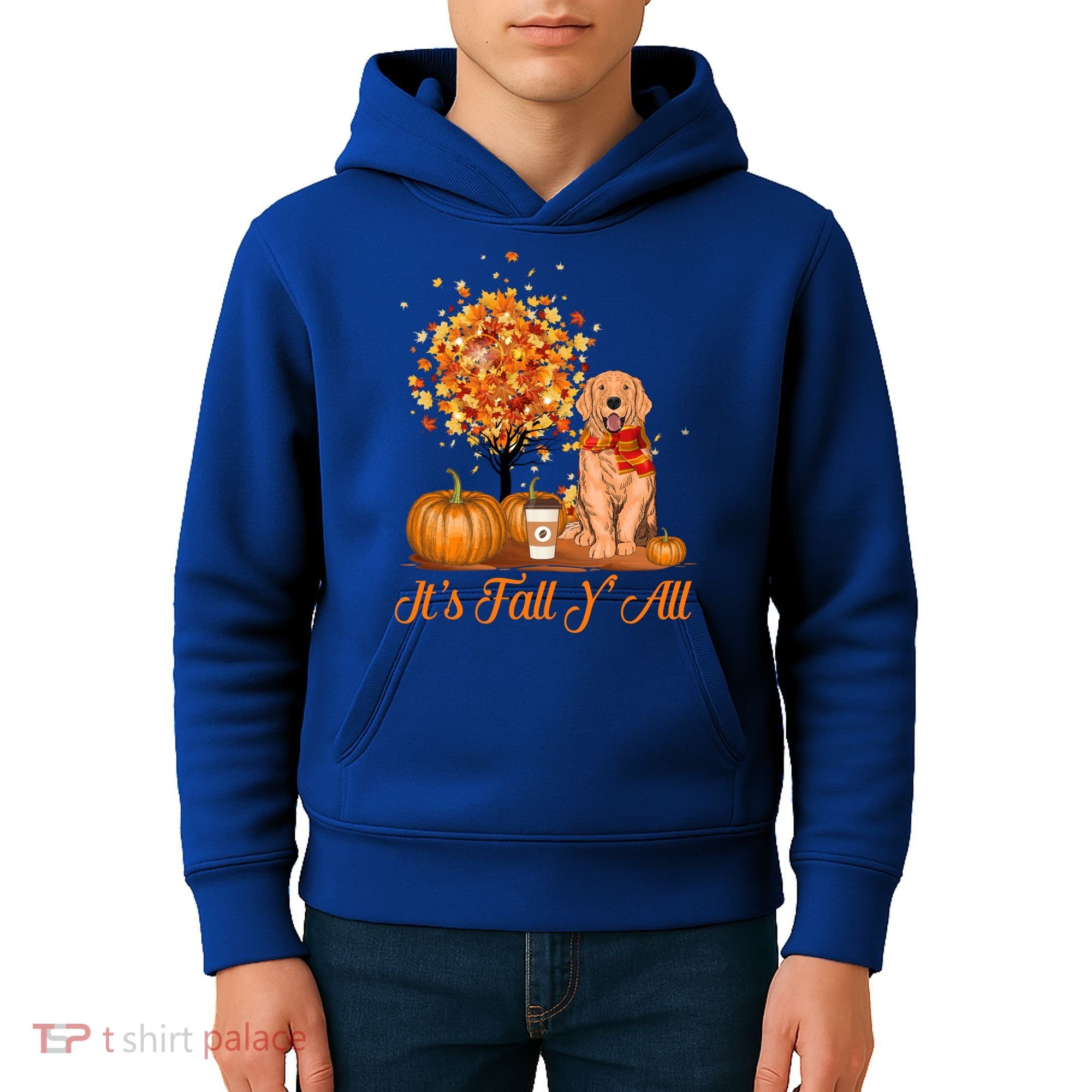 It's Fall Y'all Golden Retriever Dog Halloween Thanksgiving Cool Gift Kids Hoodie