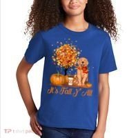 It's Fall Y'all Golden Retriever Dog Halloween Thanksgiving Cool Gift Kids T-Shirt thumb 2