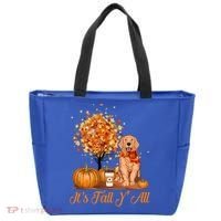 It's Fall Y'all Golden Retriever Dog Halloween Thanksgiving Cool Gift Tote Bag thumb 0