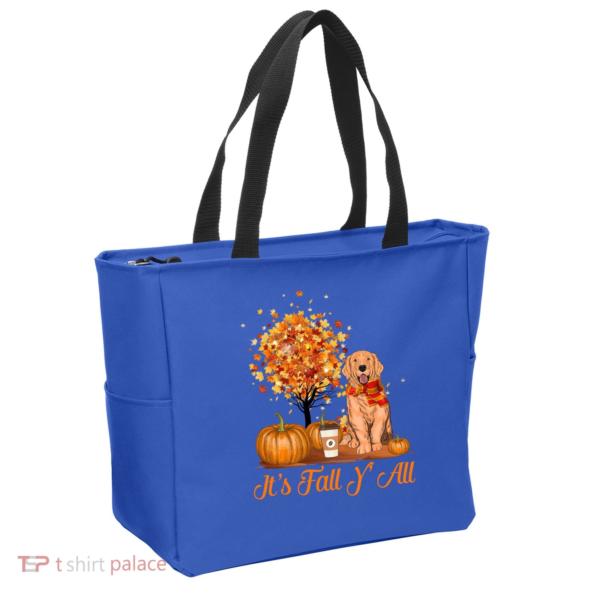 It's Fall Y'all Golden Retriever Dog Halloween Thanksgiving Cool Gift Tote Bag
