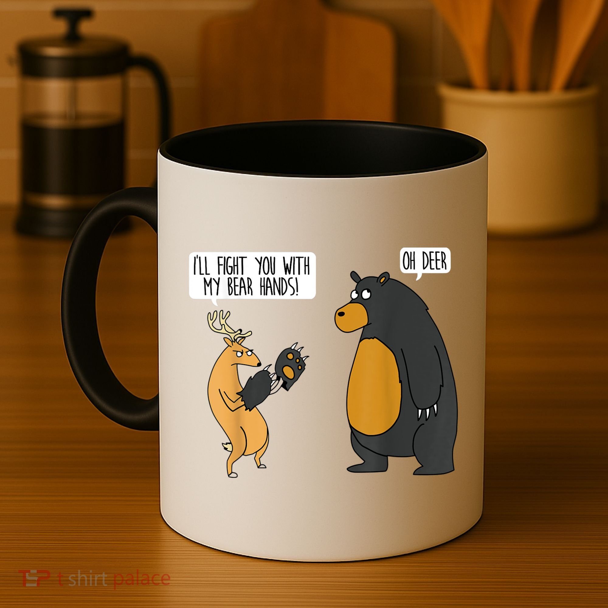 I'll Fight You With My Bear Hands Oh Deer Tee Funny Meme Coffee Mug