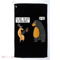 I'll Fight You With My Bear Hands Oh Deer Tee Funny Meme Golf Towel thumb 0