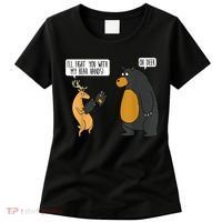 I'll Fight You With My Bear Hands Oh Deer Tee Funny Meme Women's T-Shirt thumb 0