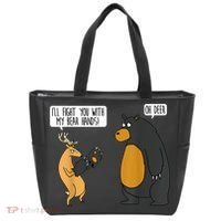 I'll Fight You With My Bear Hands Oh Deer Tee Funny Meme Tote Bag thumb 0