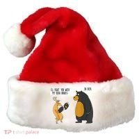 I'll Fight You With My Bear Hands Oh Deer Tee Funny Meme Santa Hat thumb 0
