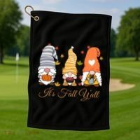 It's Fall Y'all Cute Gnomes Golf Towel thumb 1
