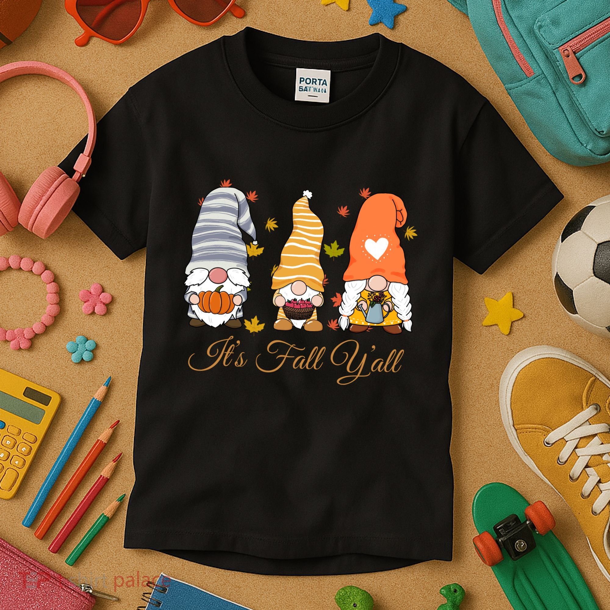 It's Fall Y'all Cute Gnomes Kids T-Shirt