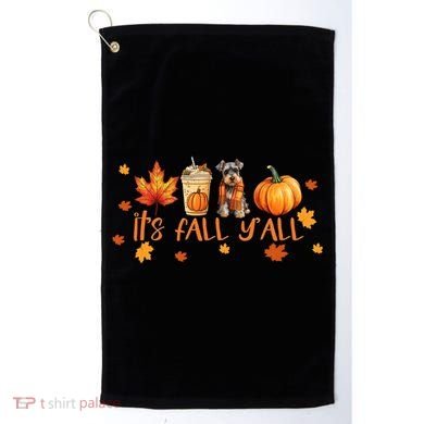 ItS Fall YAll Pumpkin Spice Latte Dog Miniature Schnauzer Gift Golf Towel