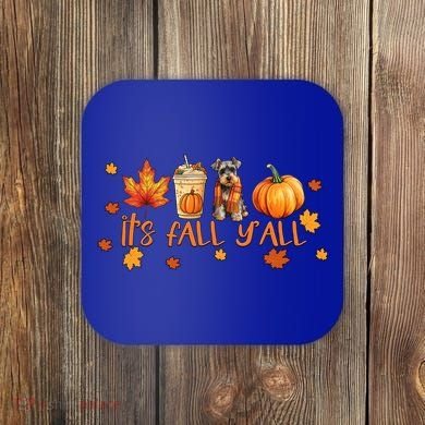 ItS Fall YAll Pumpkin Spice Latte Dog Miniature Schnauzer Gift Coaster
