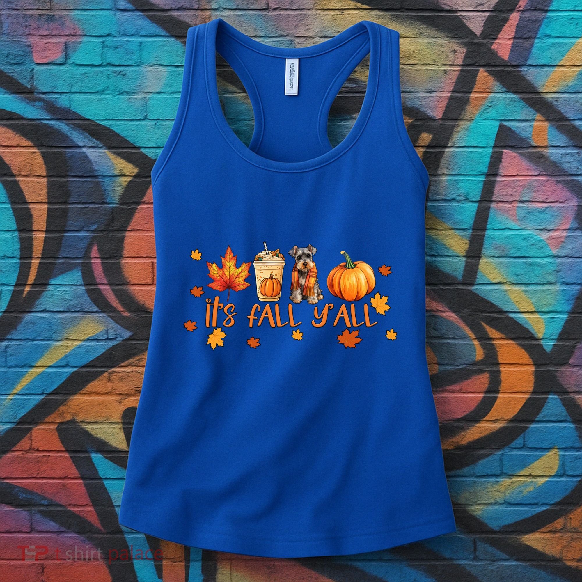 ItS Fall YAll Pumpkin Spice Latte Dog Miniature Schnauzer Gift Women's Tank Top