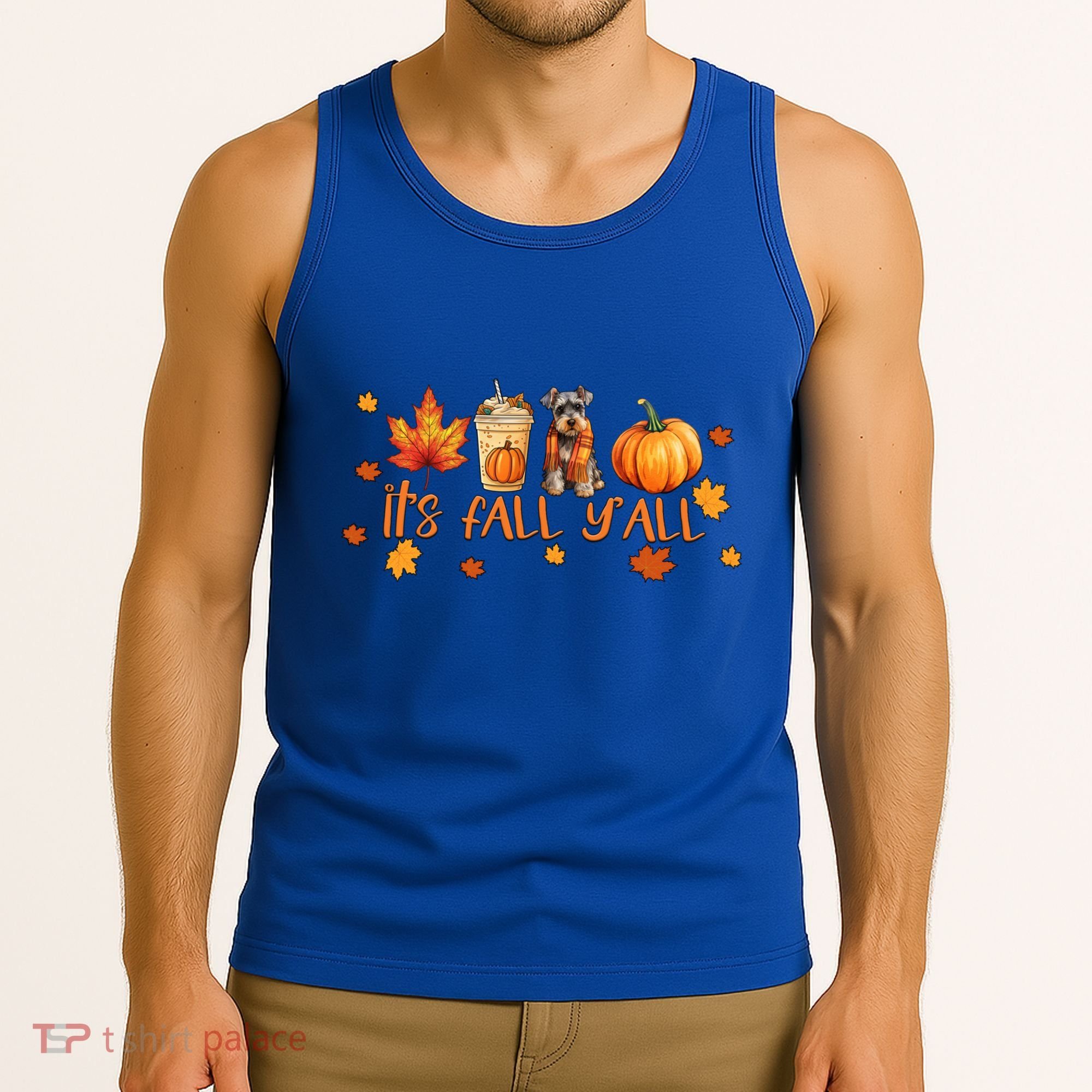 ItS Fall YAll Pumpkin Spice Latte Dog Miniature Schnauzer Gift Tank Top