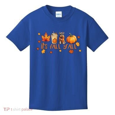 ItS Fall YAll Pumpkin Spice Latte Dog Miniature Schnauzer Gift Kids T-Shirt