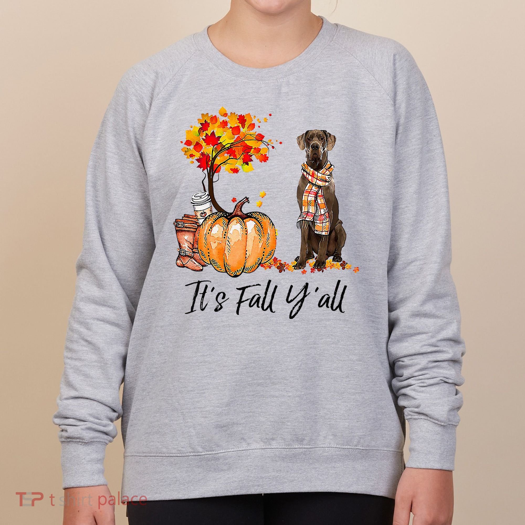 It's Fall Y'all Great Dane Dog Lovers Thanksgiving Halloween Women's Sweatshirt