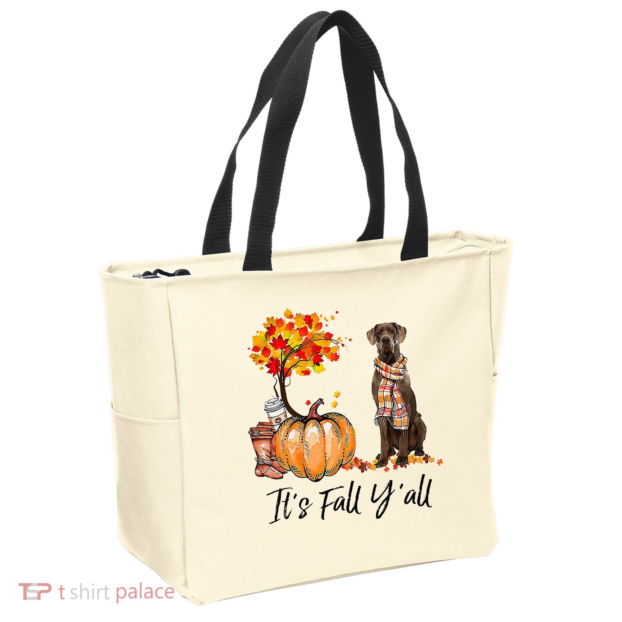 It's Fall Y'all Great Dane Dog Lovers Thanksgiving Halloween Tote Bag