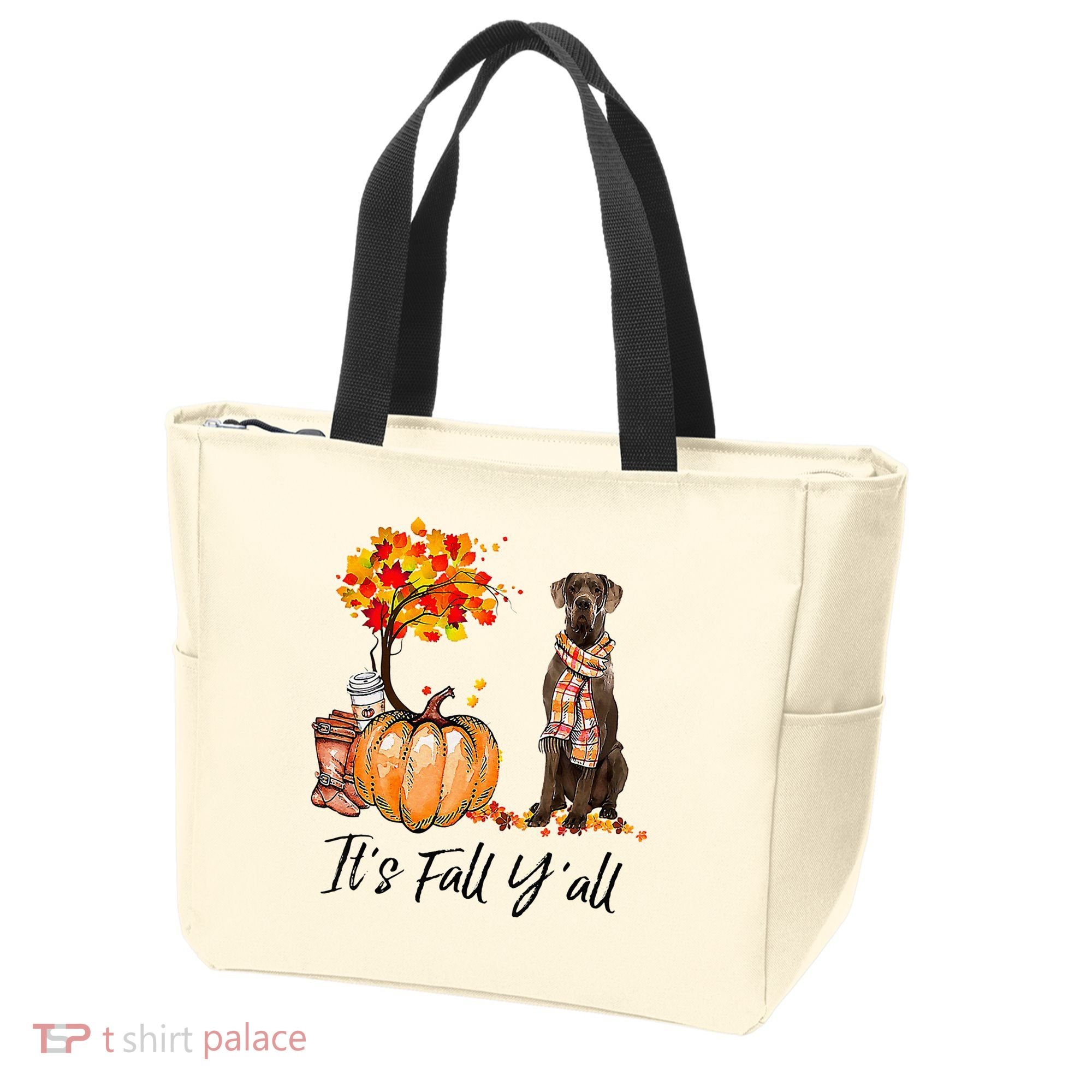 It's Fall Y'all Great Dane Dog Lovers Thanksgiving Halloween Tote Bag