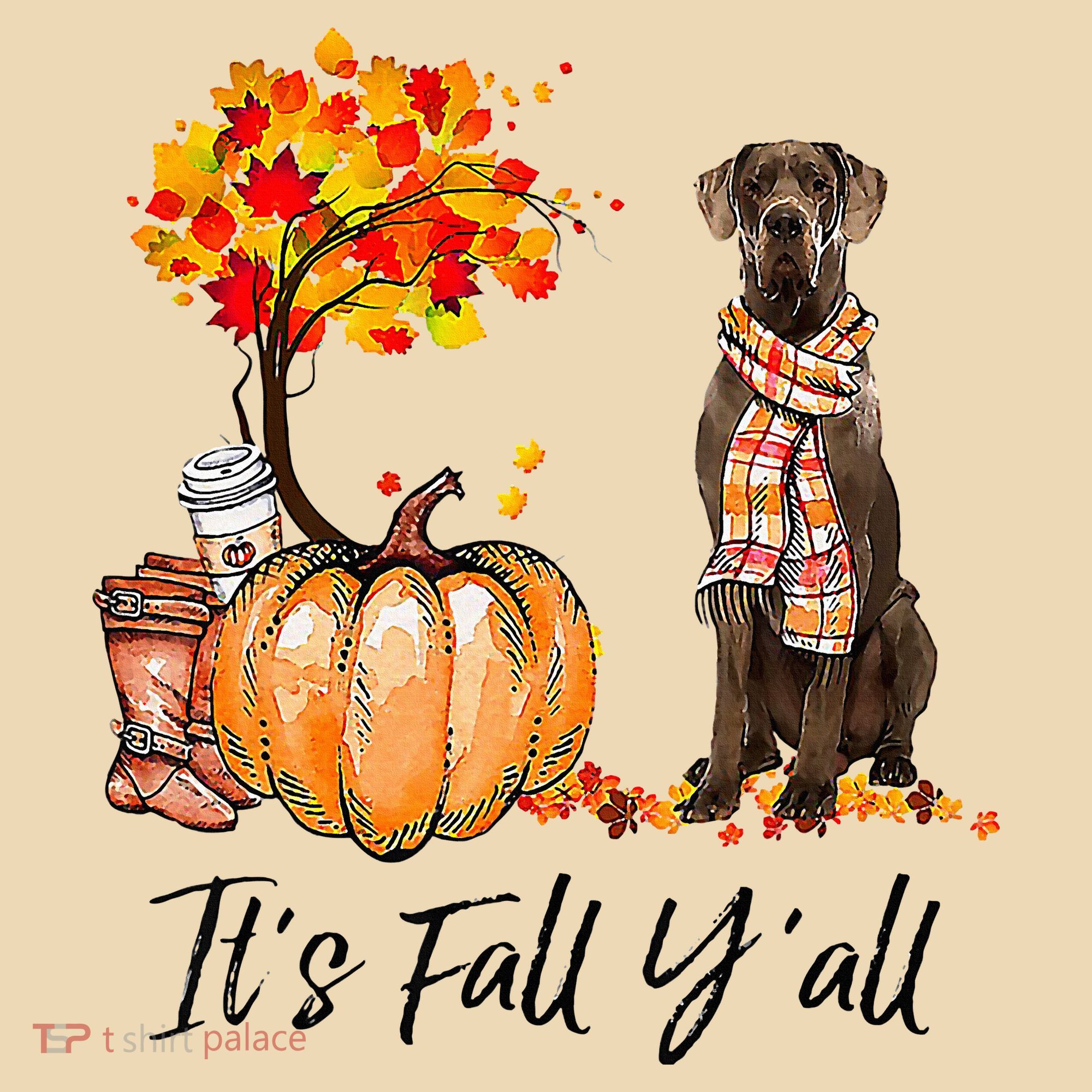 It's Fall Y'all Great Dane Dog Lovers Thanksgiving Halloween Tote Bag