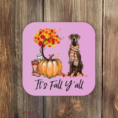 It's Fall Y'all Great Dane Dog Lovers Thanksgiving Halloween Coaster