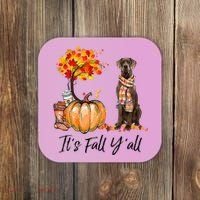 It's Fall Y'all Great Dane Dog Lovers Thanksgiving Halloween Coaster thumb 0