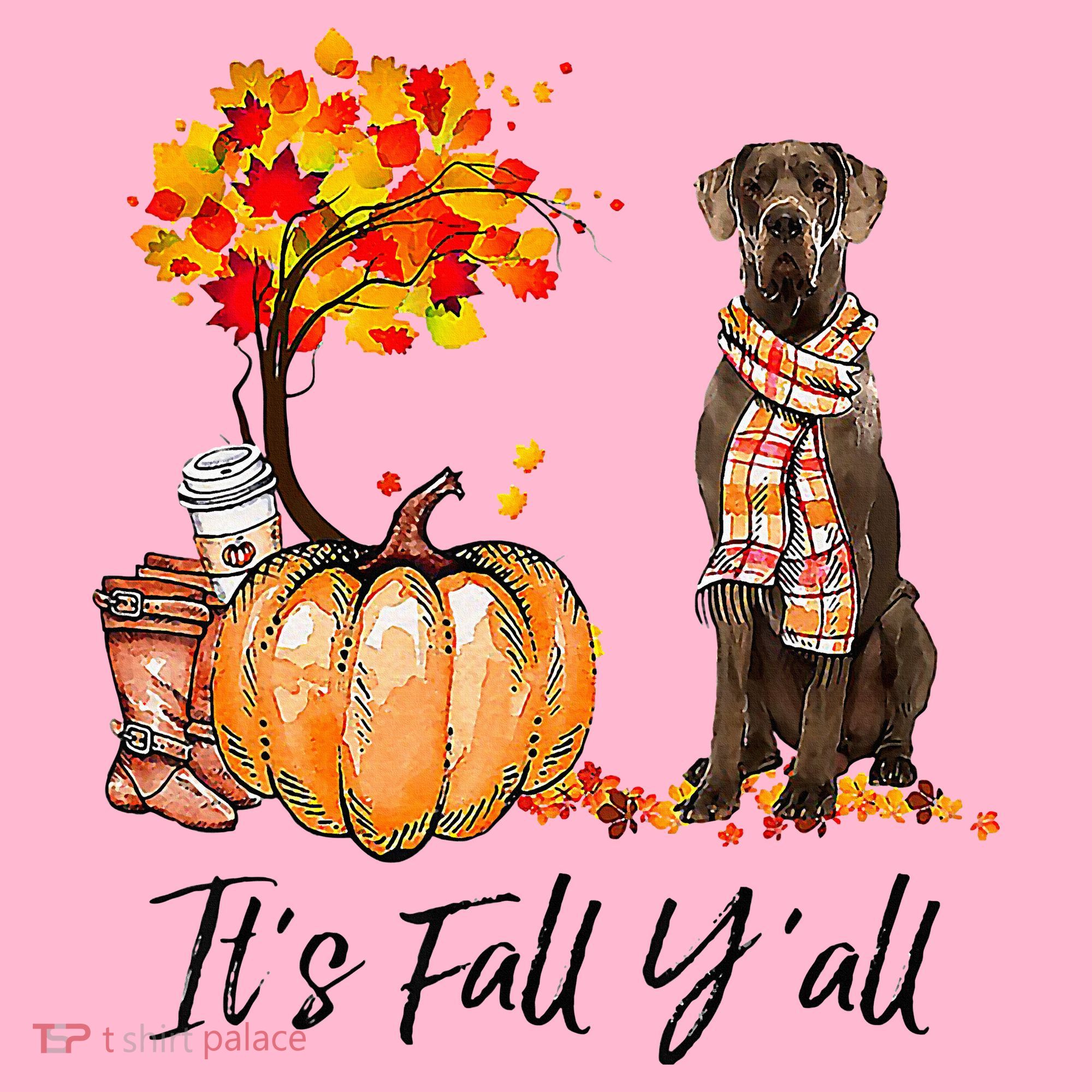 It's Fall Y'all Great Dane Dog Lovers Thanksgiving Halloween Coaster
