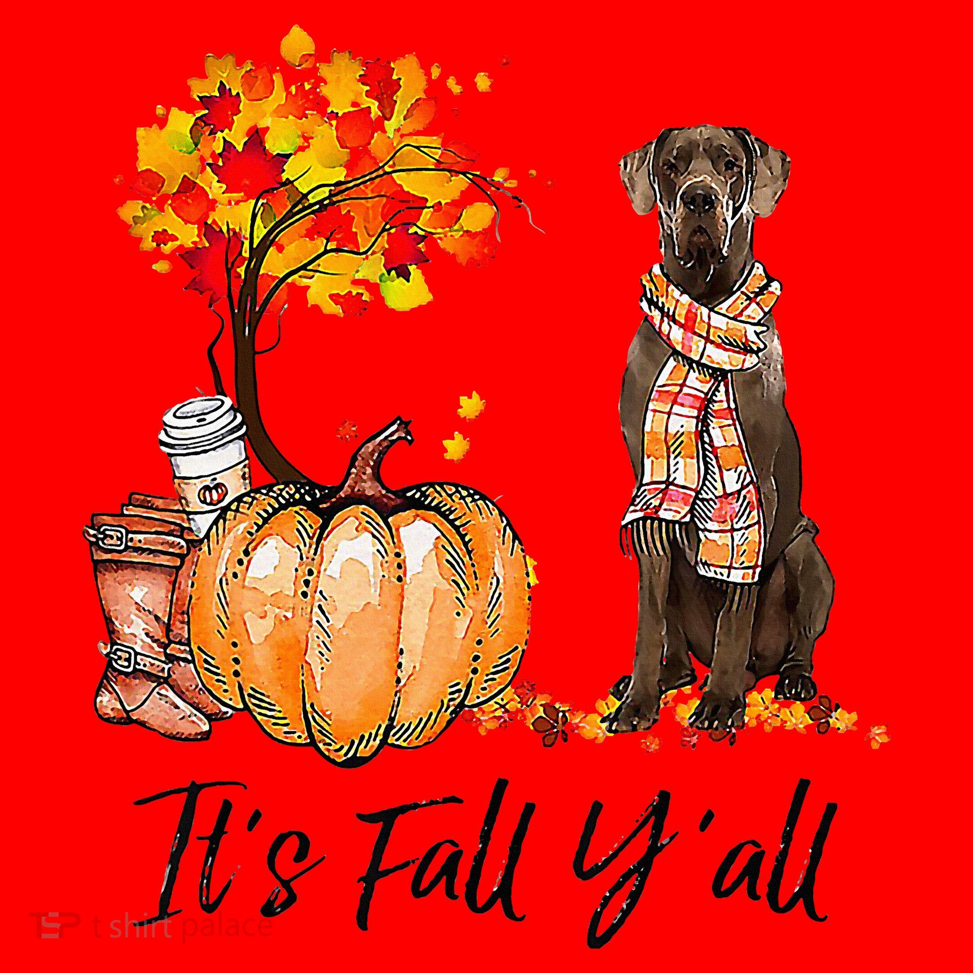 It's Fall Y'all Great Dane Dog Lovers Thanksgiving Halloween Santa Hat