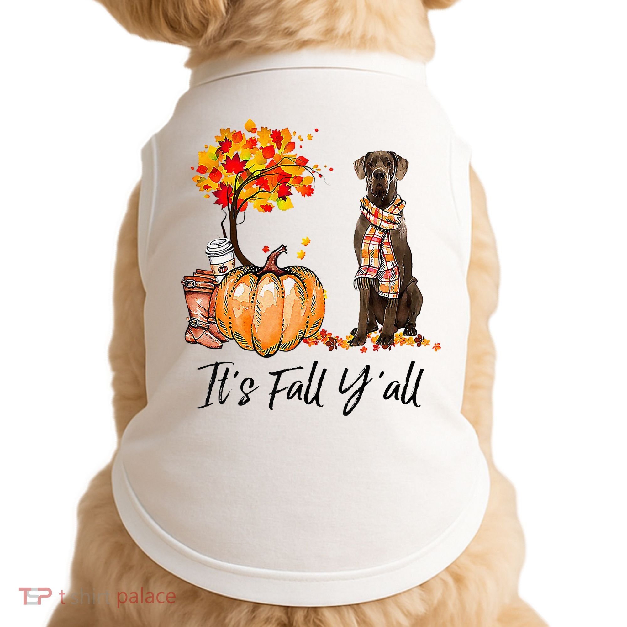 It's Fall Y'all Great Dane Dog Lovers Thanksgiving Halloween Doggie Tank