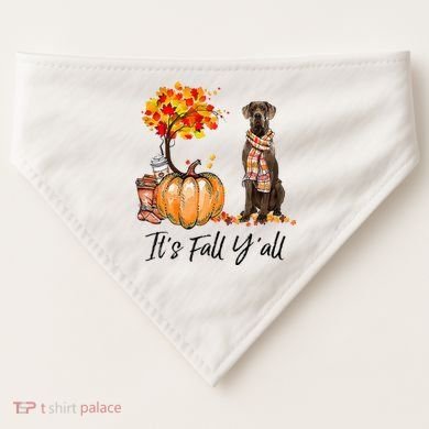 It's Fall Y'all Great Dane Dog Lovers Thanksgiving Halloween USA-Made Doggie Bandana