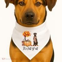 It's Fall Y'all Great Dane Dog Lovers Thanksgiving Halloween USA-Made Doggie Bandana thumb 1