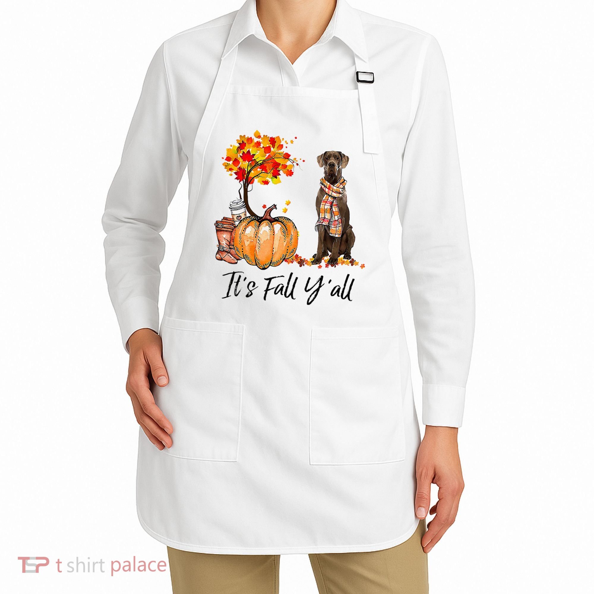 It's Fall Y'all Great Dane Dog Lovers Thanksgiving Halloween Apron