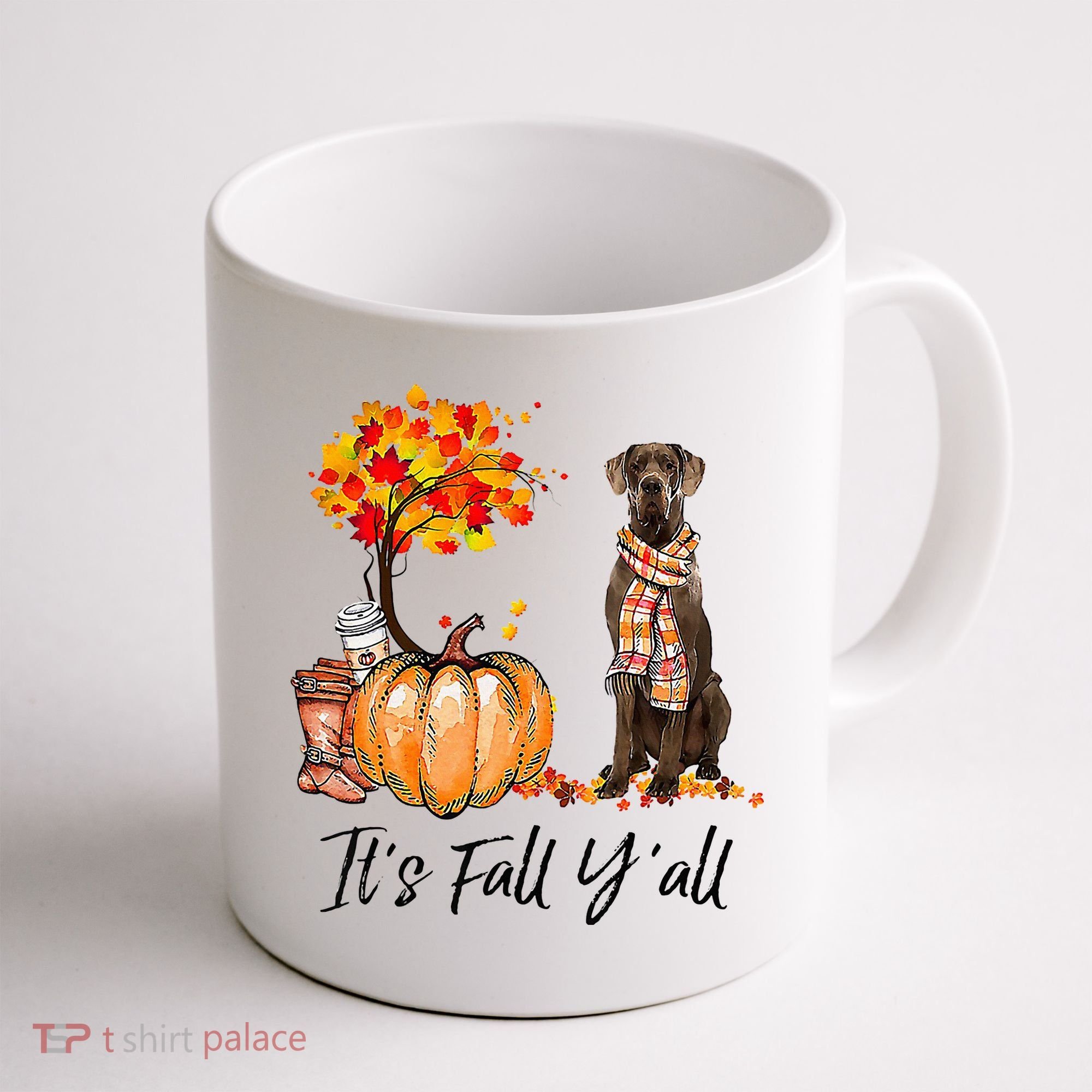 It's Fall Y'all Great Dane Dog Lovers Thanksgiving Halloween Coffee Mug