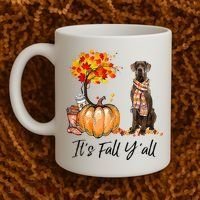 It's Fall Y'all Great Dane Dog Lovers Thanksgiving Halloween Coffee Mug thumb 2