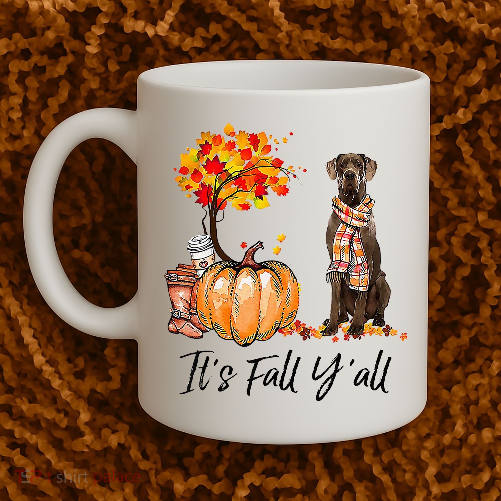 It's Fall Y'all Great Dane Dog Lovers Thanksgiving Halloween Coffee Mug