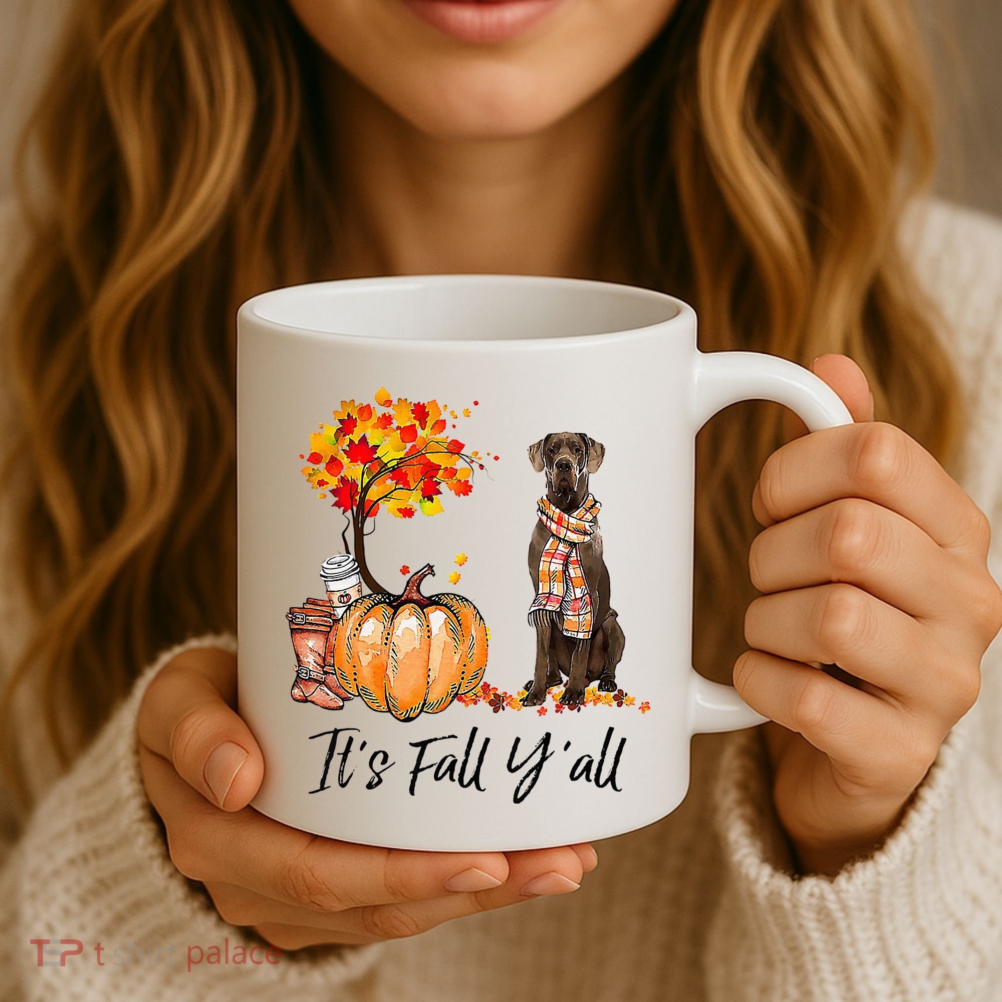 It's Fall Y'all Great Dane Dog Lovers Thanksgiving Halloween Coffee Mug