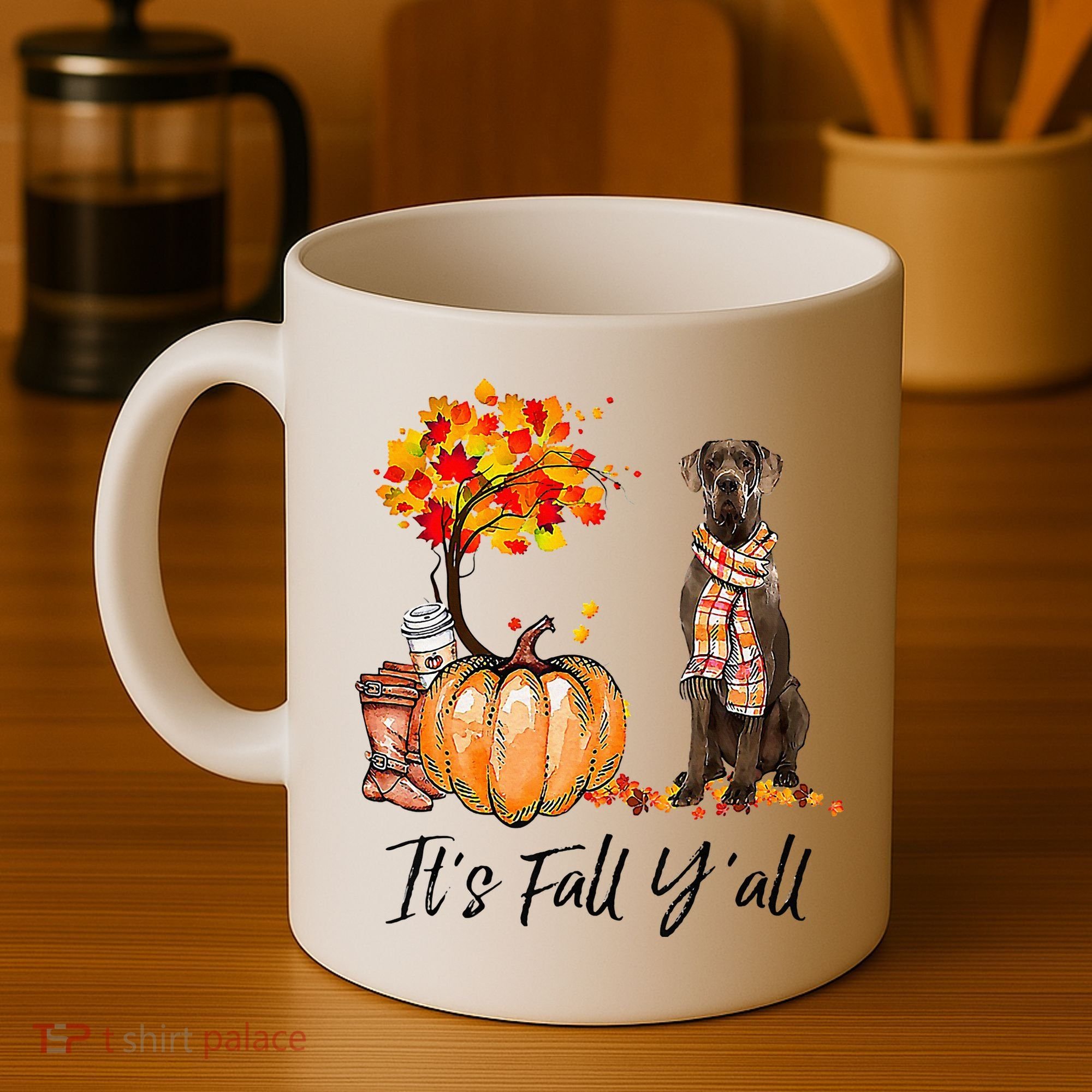 It's Fall Y'all Great Dane Dog Lovers Thanksgiving Halloween Coffee Mug