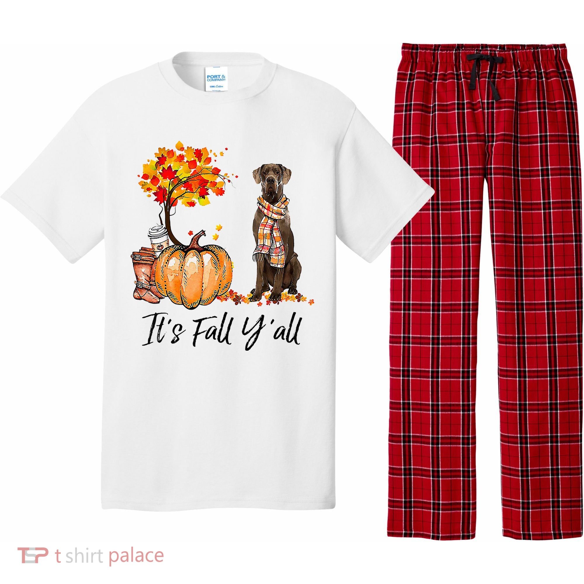 It's Fall Y'all Great Dane Dog Lovers Thanksgiving Halloween Pajama Set