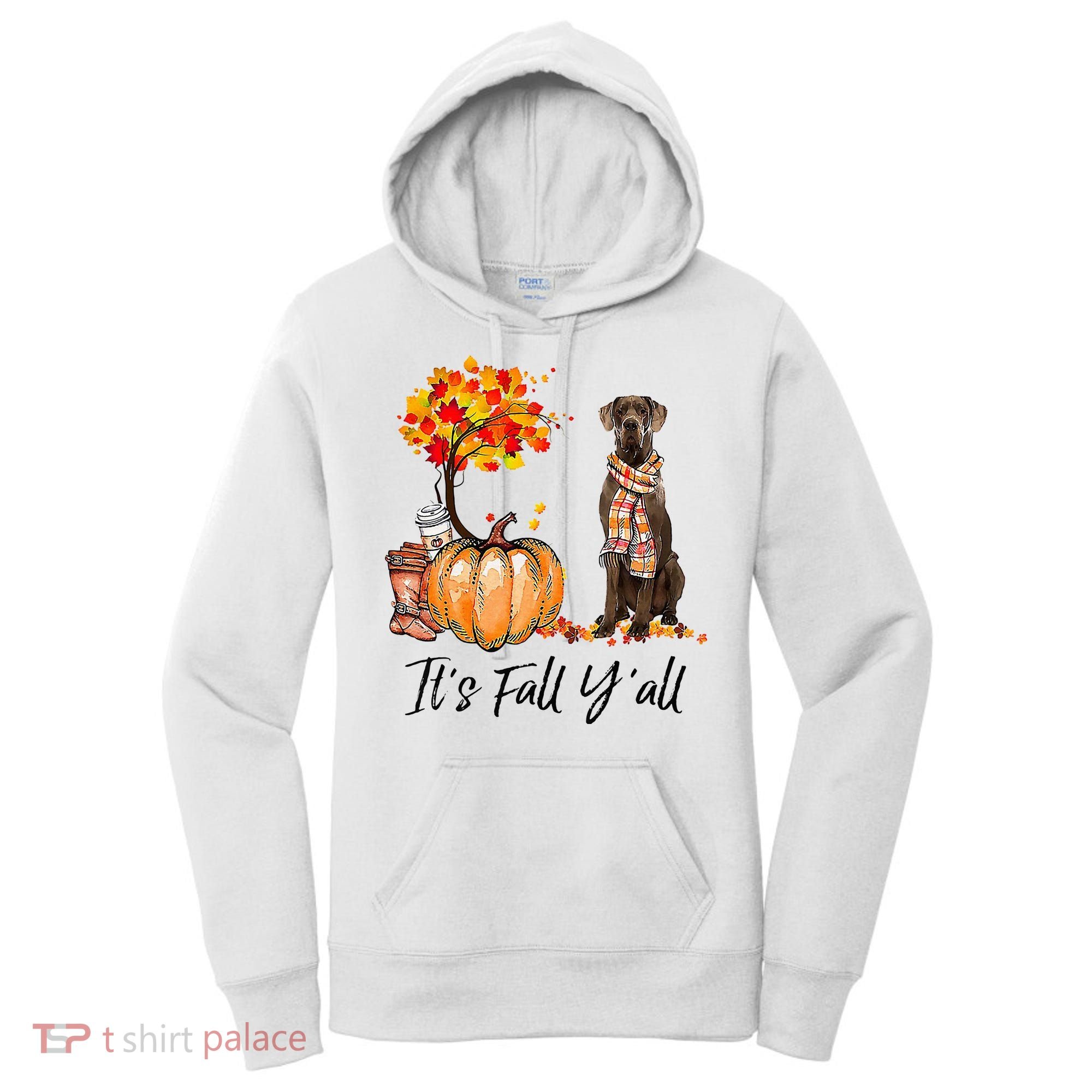 It's Fall Y'all Great Dane Dog Lovers Thanksgiving Halloween Women's Hoodie