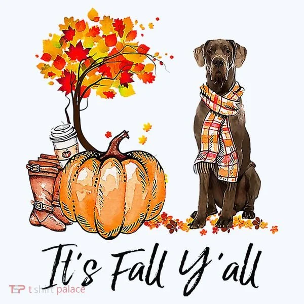 It's Fall Y'all Great Dane Dog Lovers Thanksgiving Halloween Ornament