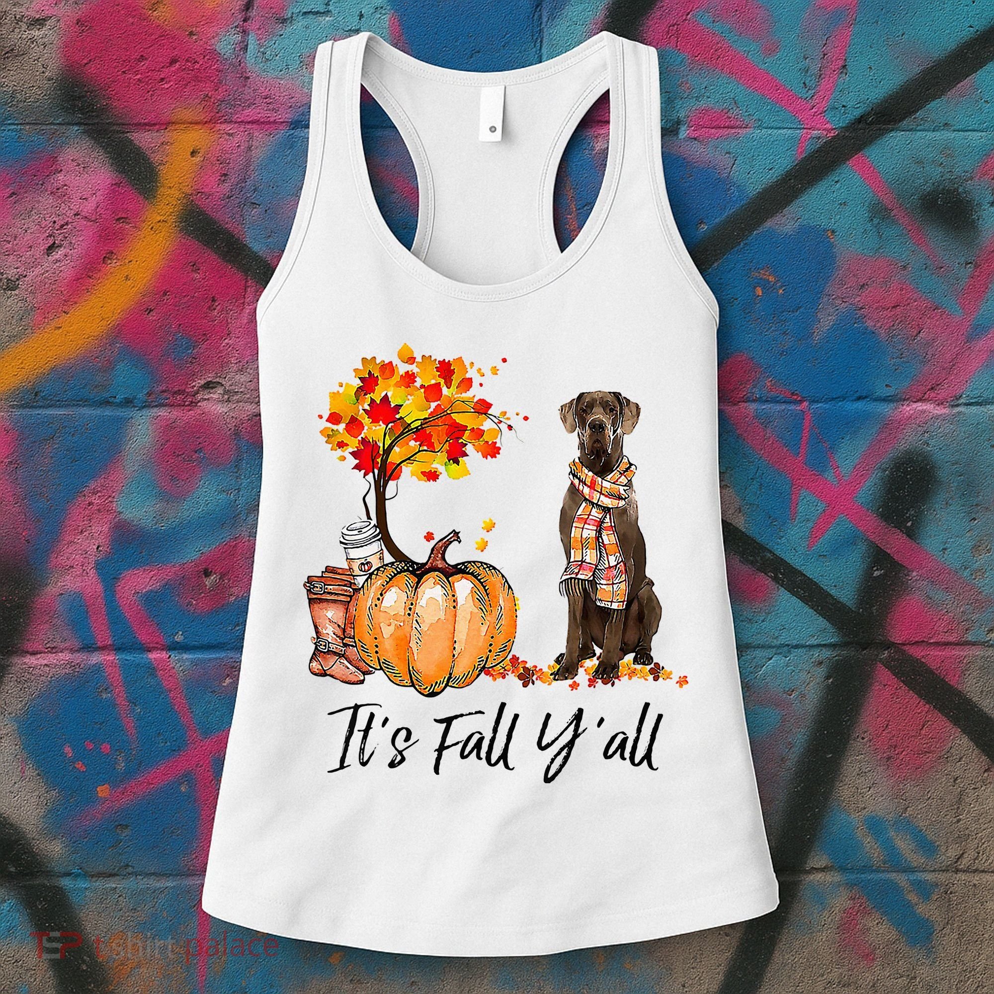It's Fall Y'all Great Dane Dog Lovers Thanksgiving Halloween Women's Tank Top