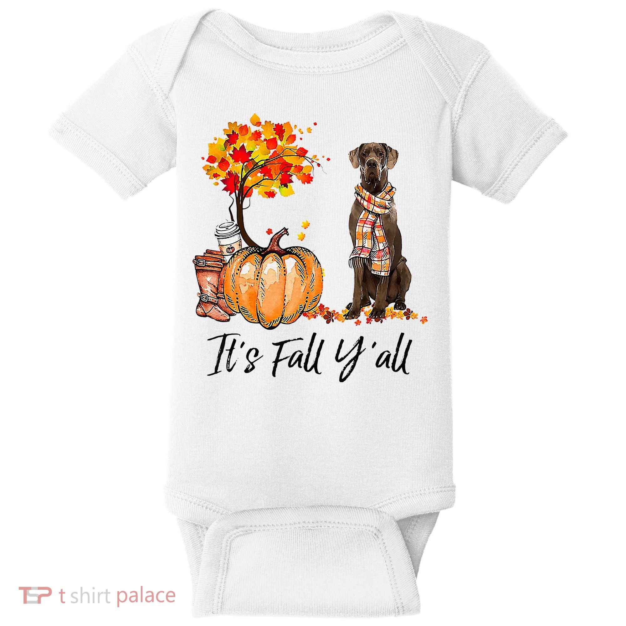 It's Fall Y'all Great Dane Dog Lovers Thanksgiving Halloween Baby Bodysuit