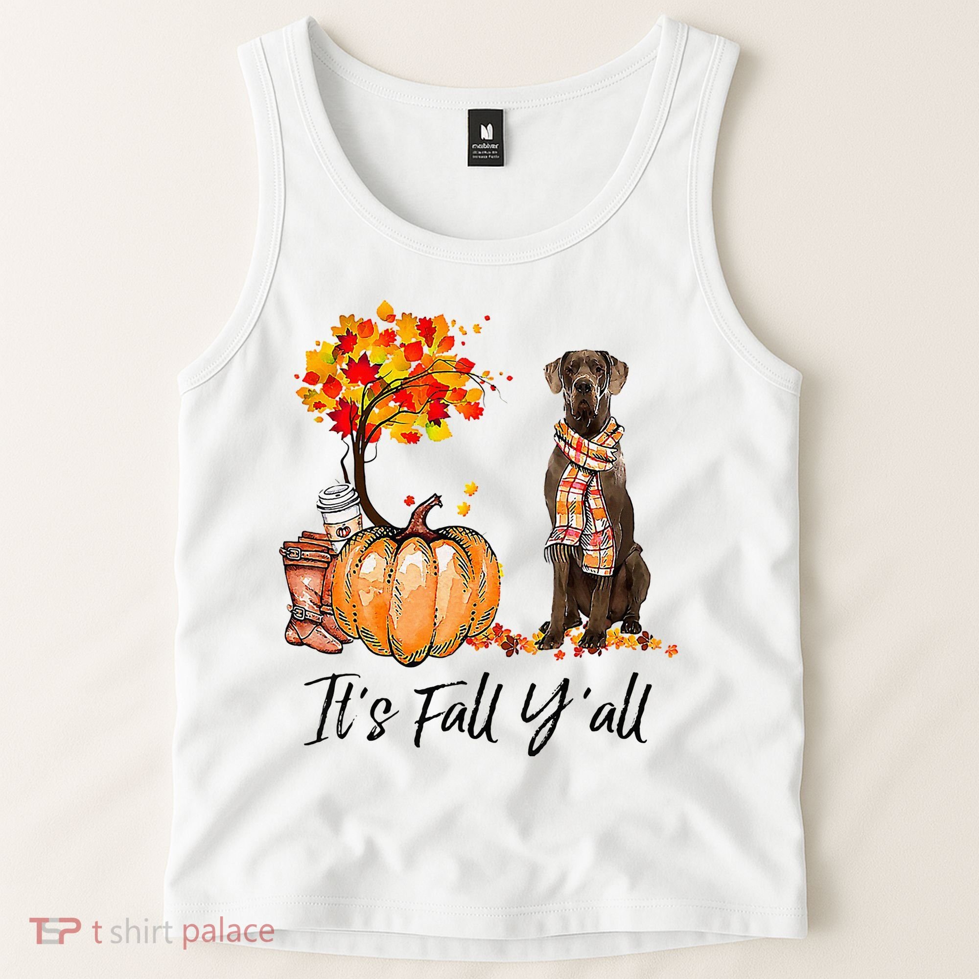 It's Fall Y'all Great Dane Dog Lovers Thanksgiving Halloween Tank Top