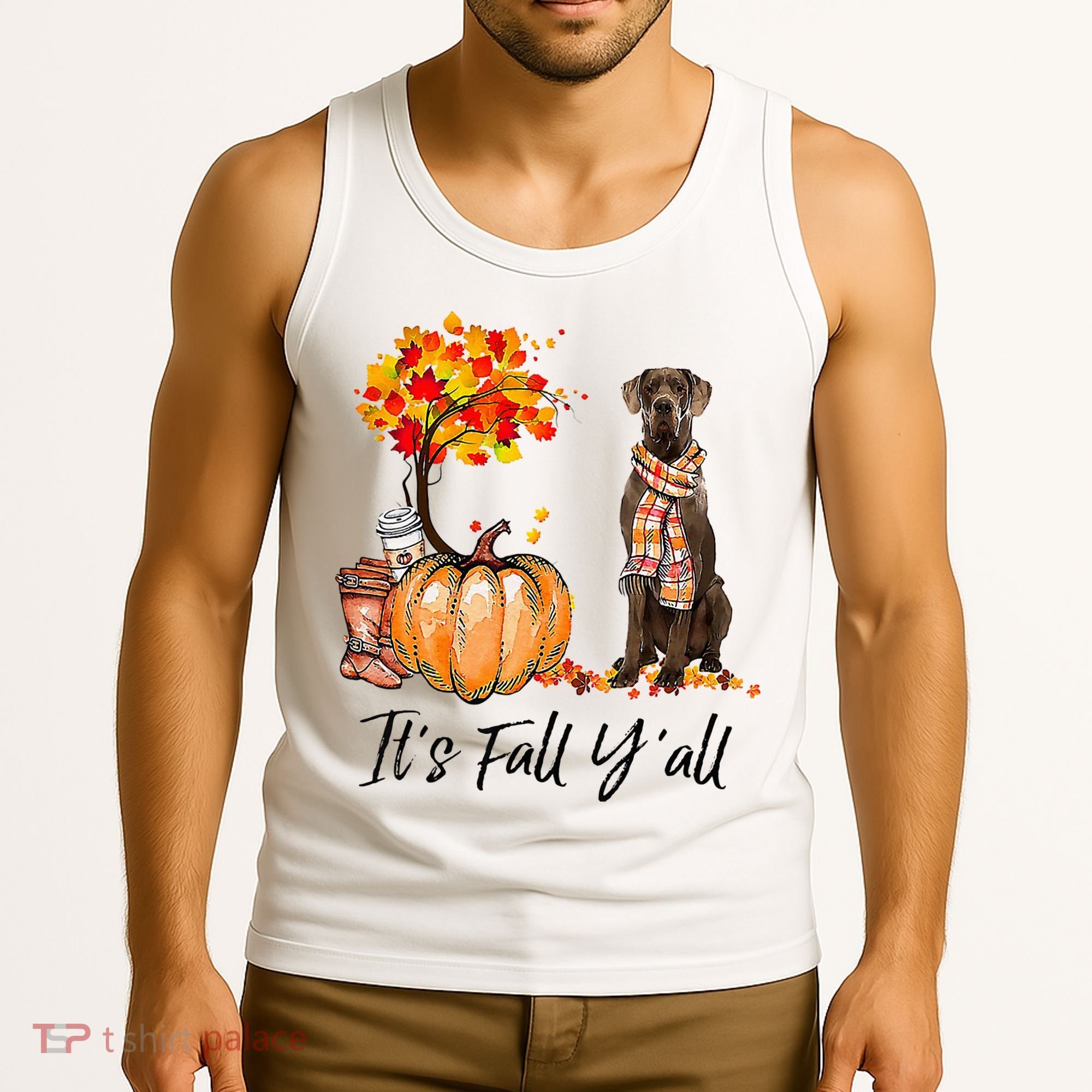 It's Fall Y'all Great Dane Dog Lovers Thanksgiving Halloween Tank Top