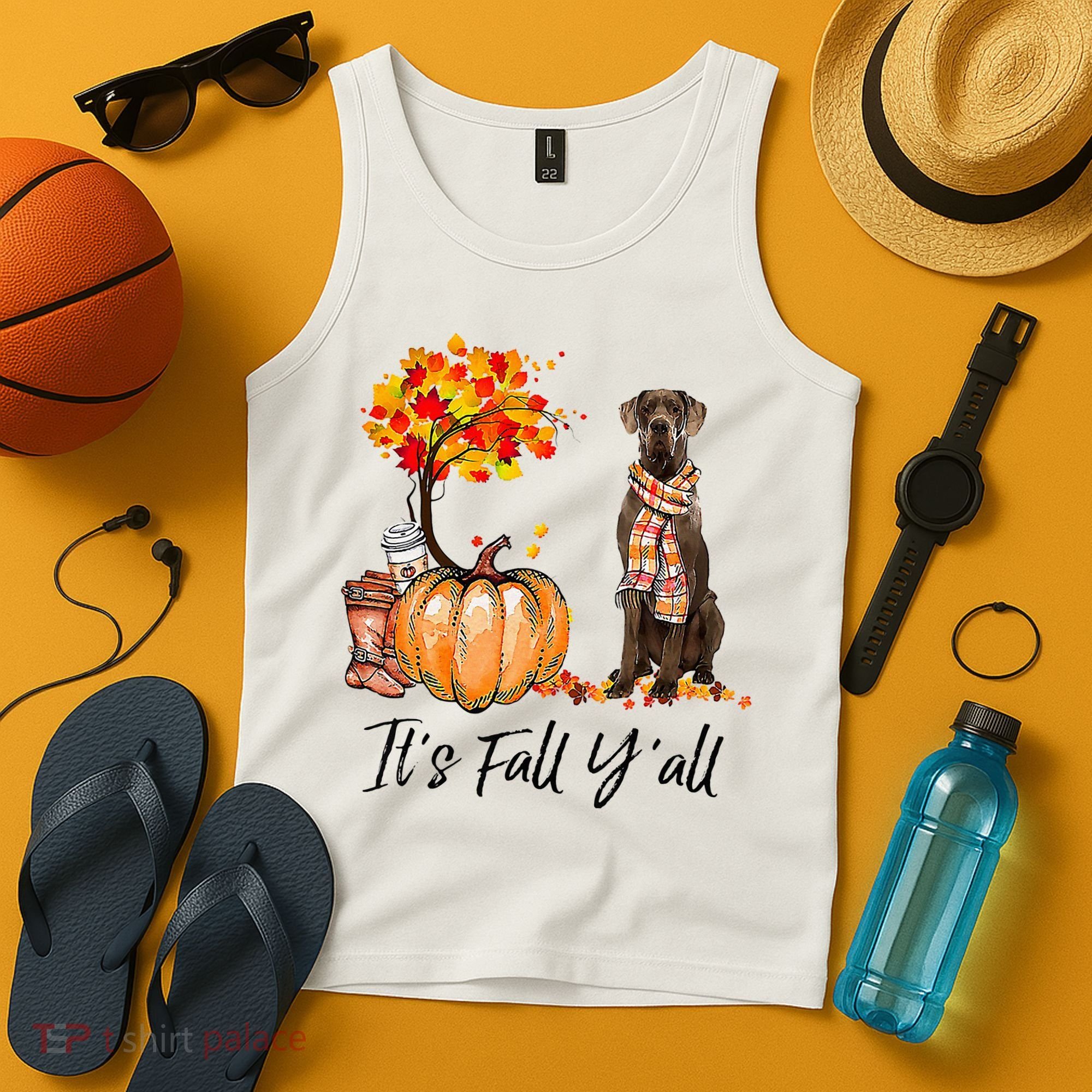 It's Fall Y'all Great Dane Dog Lovers Thanksgiving Halloween Tank Top
